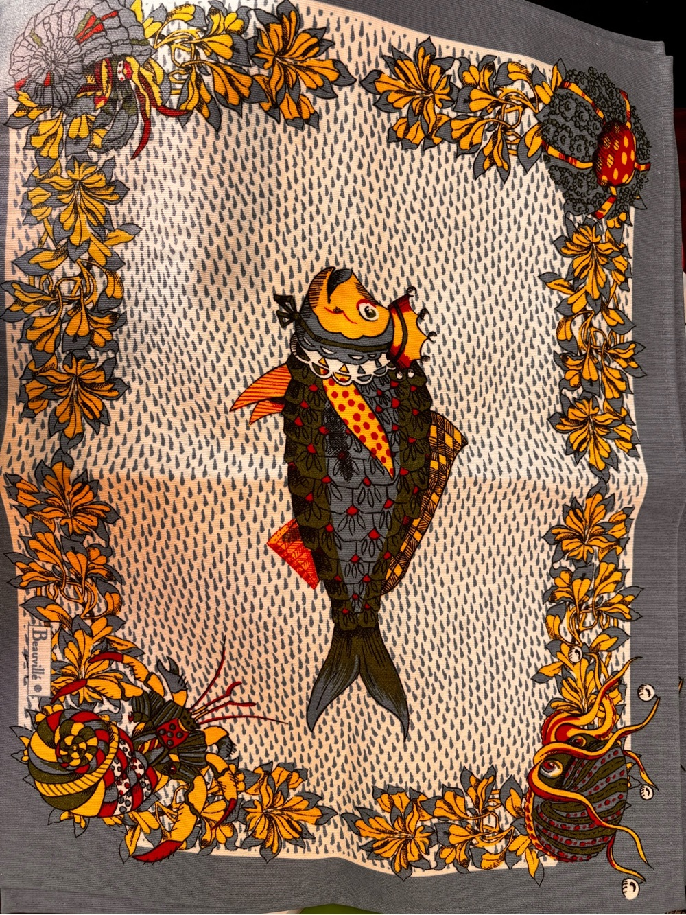 Pair of Beauville made in France placemats never used fish theme